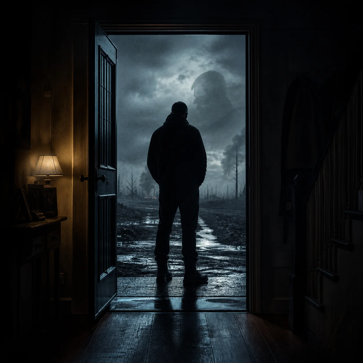 The War Came Home album artwork, depicting a soldier carrying the battlefield into the home